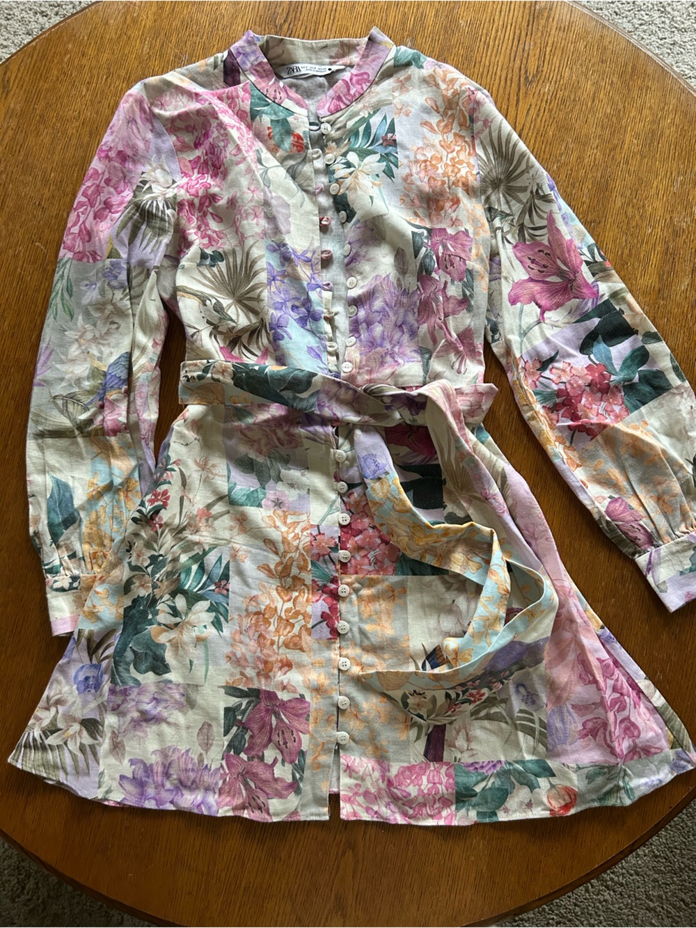 Zara Floral Button-Front Women’s mini dress- Multi Floral